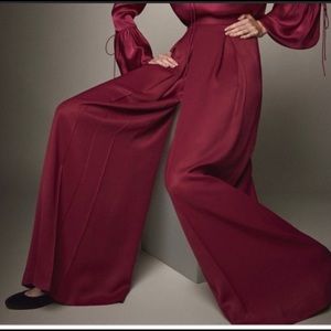 New- MASSIMO DUTTI Plum Wide Leg Pants Sz 2/Eur 34